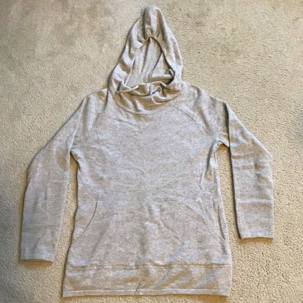 Athleta Gray Hooded Cashmere Sweater
